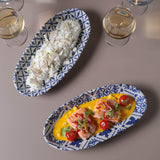 DEEP OVAL PLATTER LARGE ORGANIC STONEWARE Ø 12.6x6.3" SET OF 2 DESIGNS MAYA