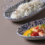 DEEP OVAL PLATTER LARGE ORGANIC STONEWARE Ø 12.6x6.3" SET OF 2 DESIGNS MAYA