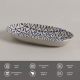 DEEP OVAL PLATTER LARGE ORGANIC STONEWARE Ø 12.6x6.3" SET OF 2 DESIGNS MAYA