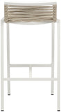Maldives Outdoor Patio Barstool Set - Contemporary Beige Rope Fabric & White Aluminum Frame