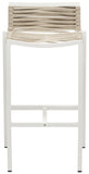 Maldives Outdoor Patio Barstool Set - Contemporary Beige Rope Fabric & White Aluminum Frame