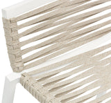 Maldives Outdoor Patio Barstool Set - Contemporary Beige Rope Fabric & White Aluminum Frame