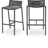 Maldives Outdoor Patio Barstool Set - Contemporary Beige Rope Fabric & White Aluminum Frame