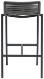 Maldives Outdoor Patio Barstool Set - Contemporary Beige Rope Fabric & White Aluminum Frame