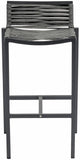 Maldives Outdoor Patio Barstool Set - Contemporary Beige Rope Fabric & White Aluminum Frame