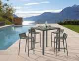 Maldives Outdoor Patio Barstool Set - Contemporary Beige Rope Fabric & White Aluminum Frame