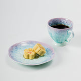 Crystalline Glaze Ceramic Coffee Cup & Saucer