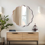 Kushi Round Scalloped Edge Mirror in Glossy Lilac