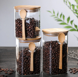 Glass Storage Jar with Bamboo Lid & Spoon