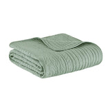 Oversized Quilted Scallope Edge Throw Blanket, Seafoam Blue