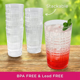 22oz Plaid Acrylic Clear Cups Set of 8