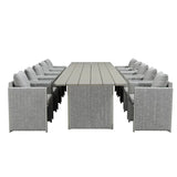 PURPLE LEAF Sanori Patio Dining Set Modern Large Weather-Resistant Table and Aluminum Chairs with Cushions for Garden Beige