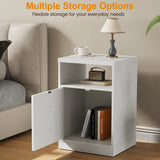 Nightstand with Storage Shelf and Door, Faux 2-drawer Table