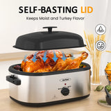 20 Qt Electric Roaster Oven with Removable Pan and Rack