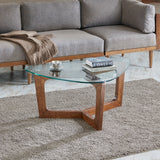 Triangle Glass Mid-Century Coffee Table, Brown