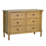 46"W 6-Drawer Small Spindle Wood Dresser, Natural *