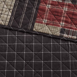3 Piece Reversible Patchwork Printed Quilt Set, Red/Black