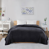 All-Season Oversized Microlight Plush Bedding Blanket, Black
