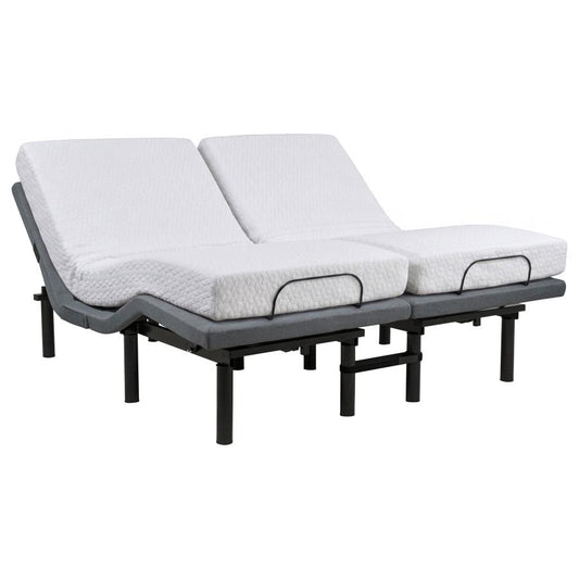 Weston Split Eastern King Massage Adjustable Bed Base in Black and Grey