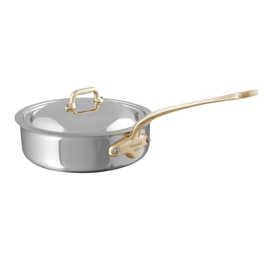 Mauviel M'COOK B 5-Ply Saute Pan With Lid, Brass Handle