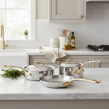 Mauviel M'COOK B 5-Ply 5-Piece Cookware Set, Brass Handles