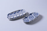 SHALLOW OVAL PLATTER ORGANIC STONEWARE Ø 9.06x4.33" SET OF 2 DESIGNS MAYA