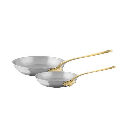 Mauviel M'COOK B 5-Ply 2-Piece Frying Pan 7.9-In and  9.4-In Set With Brass Handles
