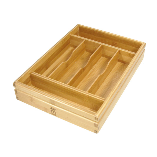 ZWILLING Bamboo Adjustable Flatware Storage Tray, Expandable Drawer Organizer