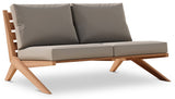 Tahiti Teak Outdoor Loveseat - Stylish Waterproof Fabric for Elegant Patio Relaxation and Durability