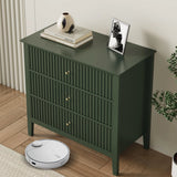 Large Fluted 3 Drawer Dresser, Modern Nightstand Cabinet