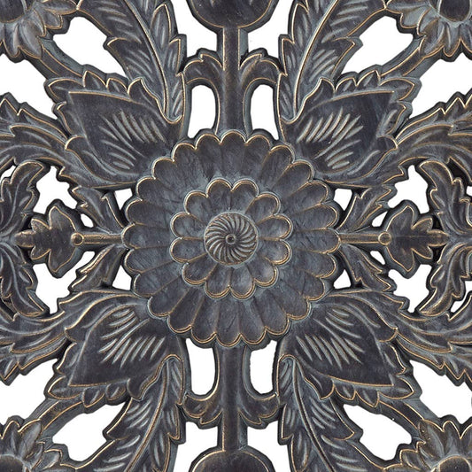 Antique Carved Wooden Boho Wall Art Decor, Dark
