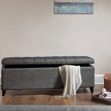 Storage Ottoman Bench with Button Tufted Top, Grey