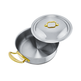 Mauviel M'COOK B 5-Ply Rondeau With Curved Lid, Brass Handles