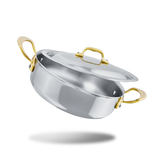 Mauviel M'COOK B 5-Ply Rondeau With Curved Lid, Brass Handles