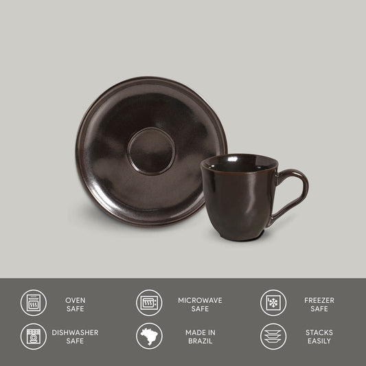 ORGANIC COFFEE CUP + BIO SAUCER METALLICA
