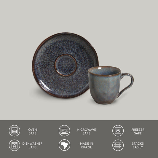 ORGANIC COFFEE CUP + BIO SAUCER TITANIUM