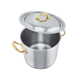 Mauviel Stainless Steel 3-Piece Pasta Set With Brass Handles, 9.7-qt Stock Pot & Insert