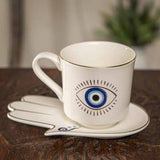 All Seeing Eye White Cup & Saucer Set