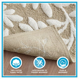 Dimensional Leaf Cotton Tufted Anti-Skid Bath Rug, Taupe