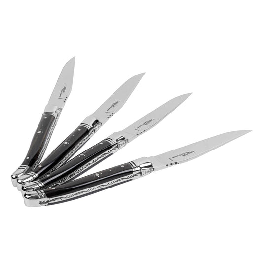 Goyon-Chazeau, Set of 4, Ebony Wood Laguiole Steak Knives