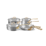Mauviel M'ELITE B Hammered 10-Piece Cookware Set With Brass Handles