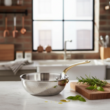 Mauviel M'ELITE B Hammered 5-Ply Chef Pan With Brass Handle, 3.4-Qt