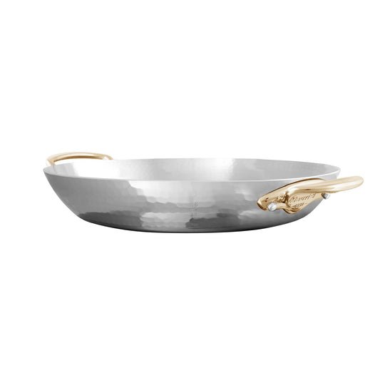 Mauviel M'ELITE B Hammered 5-Ply Round Pan With Brass Handles