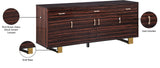 Excel Contemporary Sideboard Buffet in Rich Zebra Wood with Gold Accents – Elegant Storage Solution