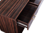 Excel Contemporary Sideboard Buffet in Rich Zebra Wood with Gold Accents – Elegant Storage Solution