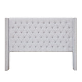 Upholstered Winged Tufted Bed Headboard, Soft Grey *