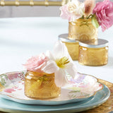 Garden Blooms Glass Tea Light Holder - Amber (Set of 4)