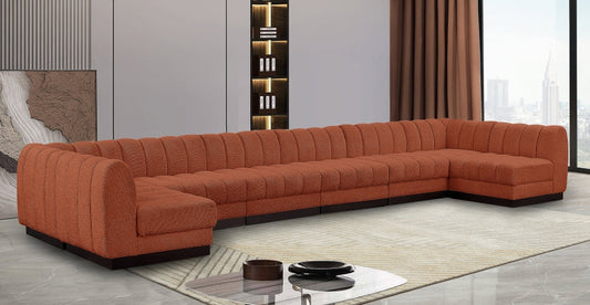Quinn 197" Chenille Fabric Upholstered 8pc. Modular Sectional