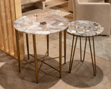 Calico 24" Side Table in Smoky Quartz with Iron Base