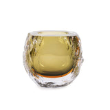 Dusty Olive Crystalized Glass Vase- Short